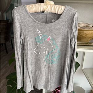 Justice Heather Gray Unicorn Long Sleeve Tee